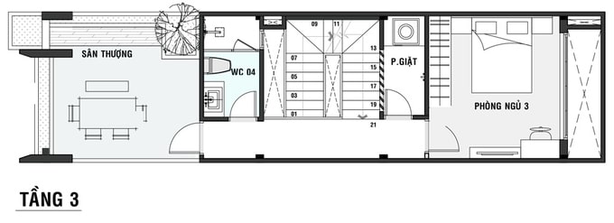 bản vẽ nhà ống 3 tầng 50m2