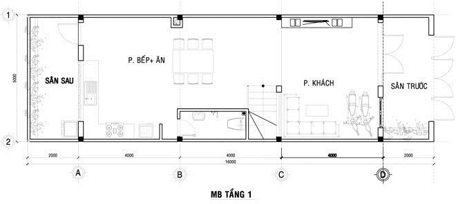 bản vẽ nhà ống 3 tầng 50m2