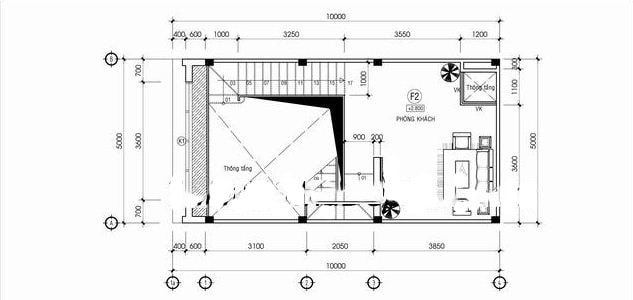 bản vẽ nhà ống 3 tầng 50m2