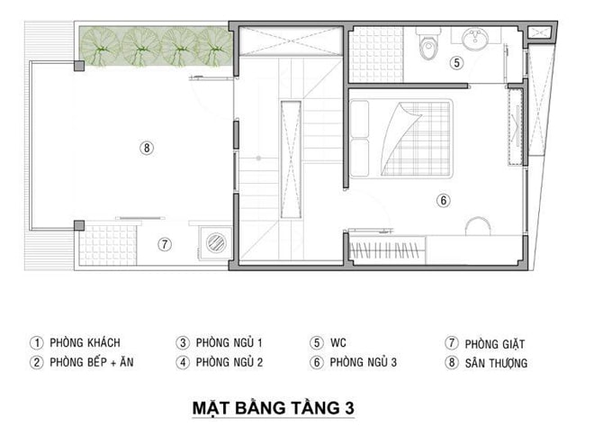 bản vẽ nhà ống 3 tầng 50m2 