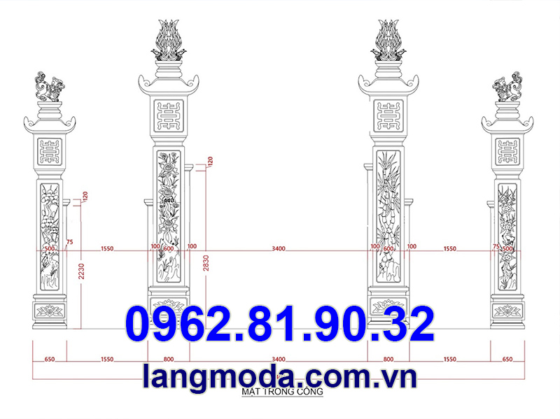 Bản vẽ thiết kế cổng làng kích thước chuẩn