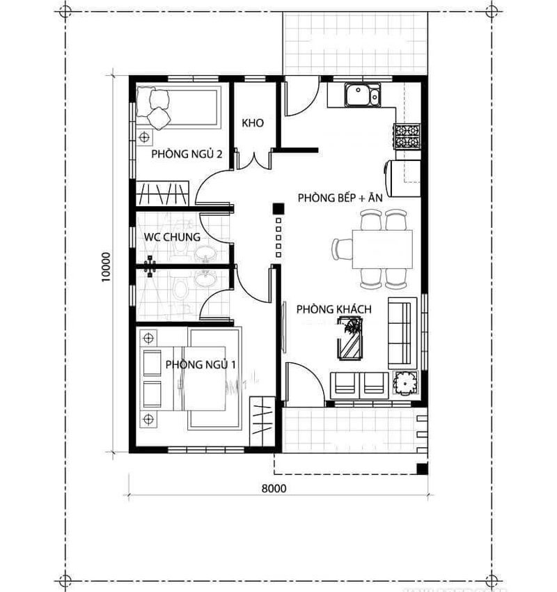 Mẫu thiết kế cho nhà cấp 4 cùng sự kết hợp với đầy đủ công năng 