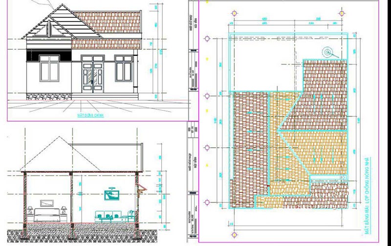 Bản vẽ kỹ thuật tầng 1 cho nhà ở 