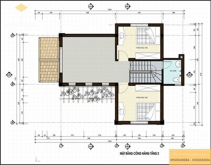 Bản vẽ nhà chữ L 2 tầng