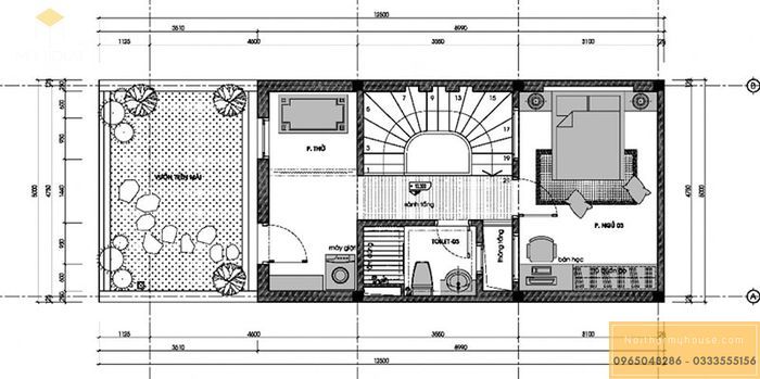 Bản vẽ thiết kế nhà ống 2 tầng 6x10m