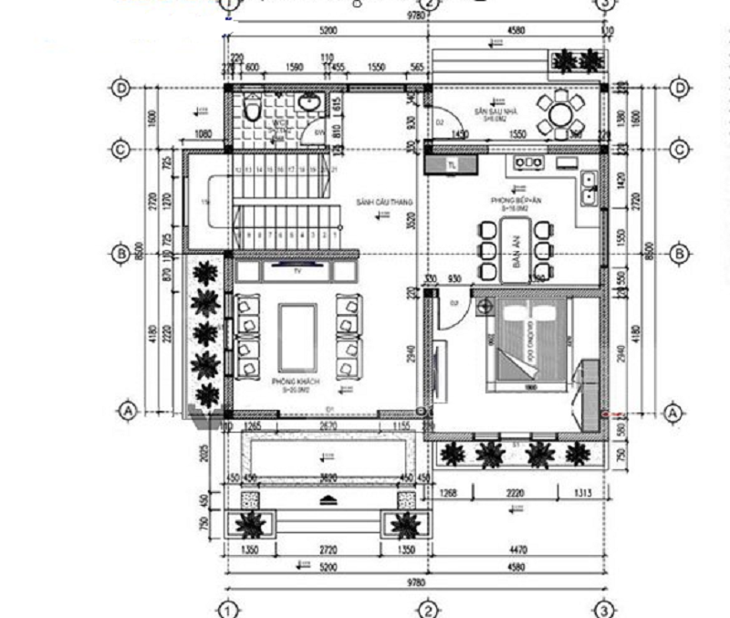 Ban Ve Thiet Ke Nha 2 Tang 8x9m Mai Nhat 4 Phong Ngu 1