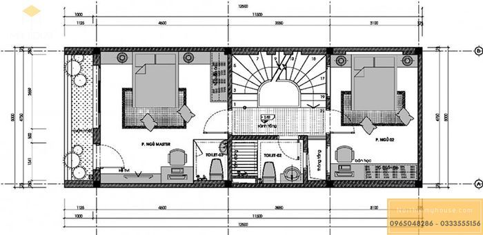 Bản vẽ thiết kế nhà ống 2 tầng 6x10m