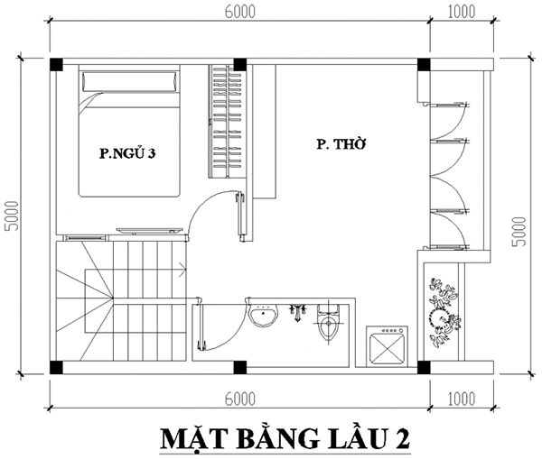 Bản vẽ thiết kế nhà 30m2 5x6