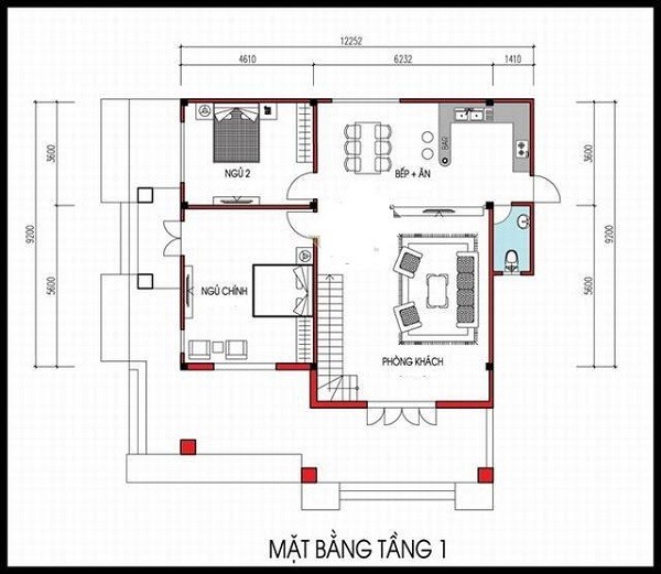 Bản vẽ nhà 600 triệu theo diện tích