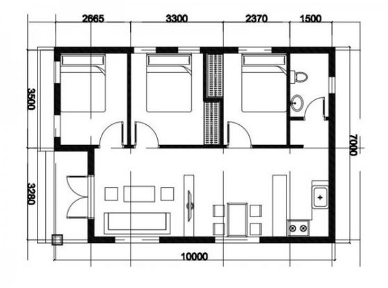 Bản vẽ thiết kế mẫu nhà cấp 4 hiện đại 90m2