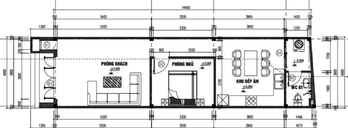 Bản vẽ thiết kế nhà cấp 4 mái tôn