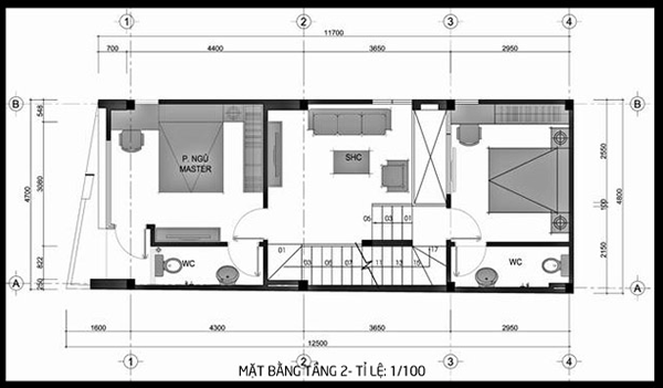 Thiết kế nhà 2 tầng 5x16m