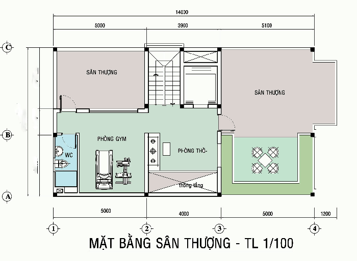 Bố trí tầng thượng