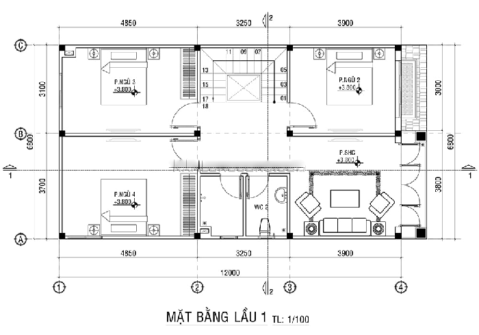 Bản vẽ bố trí tầng 1