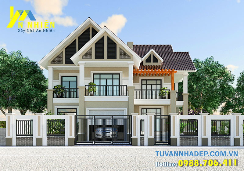 hình ảnh mặt tiền biệt thự 2 tầng 400m2