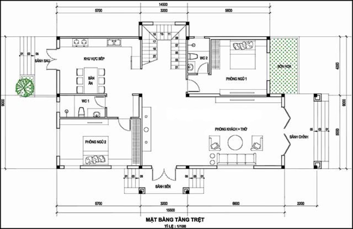 Phòng thờ được đặt ở tầng 1 cùng phòng khách để thuận tiện cho việc hương khói