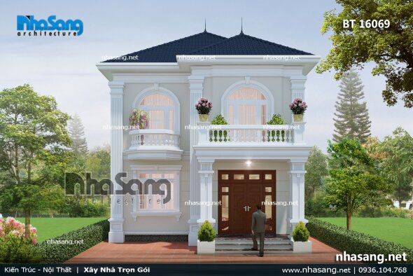 sảnh nhà 2 tầng đẹp