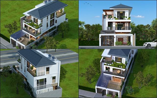 Biệt thự 3 tầng hiện đại có sân thượng 9x17m