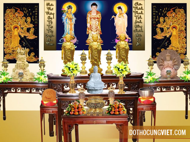 Bố trí bàn thờ Phật và gia tiên ngày lễ Tết