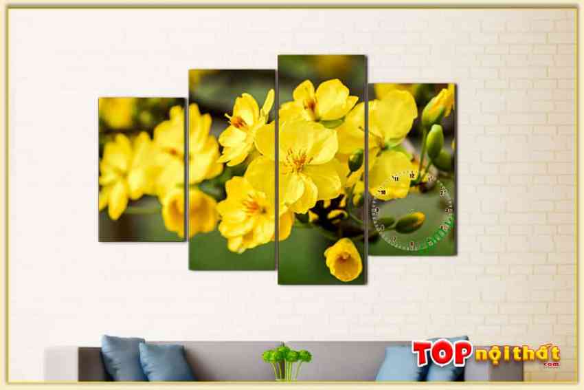 Hình ảnh Bức tranh hoa mai vàng phòng khách 5 tấm TraTop-0273