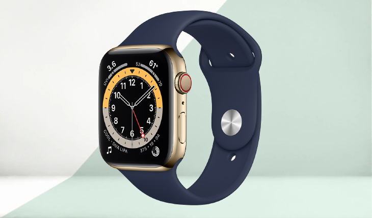 Apple Watch S6 LTE 44mm viền thép dây cao su xanh dương