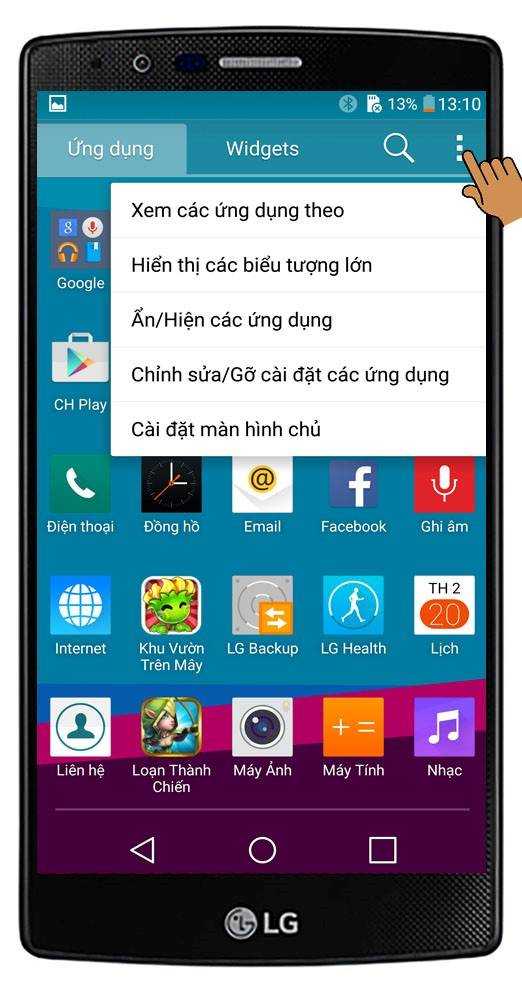 Cách ẩn ứng dụng trên điện thoại Android LG tương tự như HTC