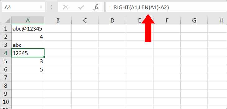 Dùng hàm RIGHT để lấy ký tự từ phải qua