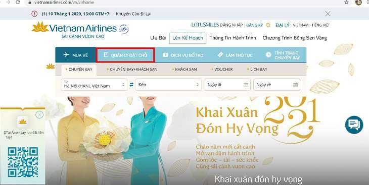 Website Vietnam Airlines