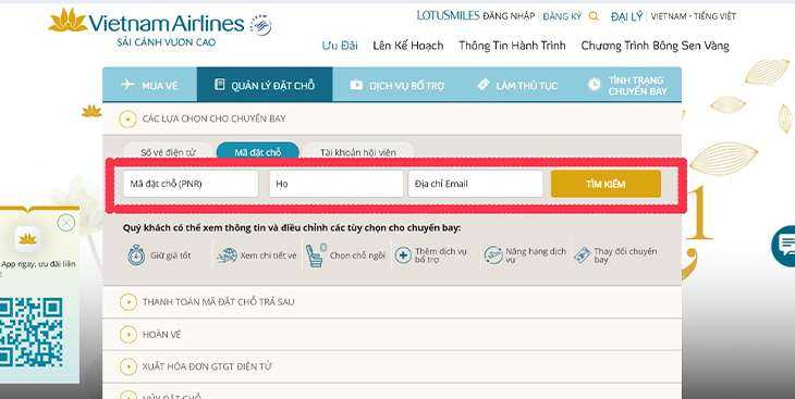 Mã đặt chỗ vé máy bay Vietnam Airlines