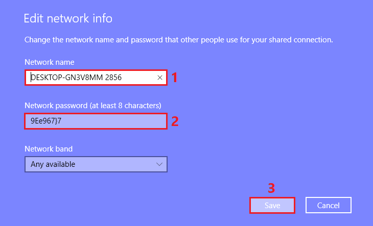  Bạn nhập tên Wi-Fi tại mục Network name và nhập mật khẩu Wi-Fi tại mục Network passwork 