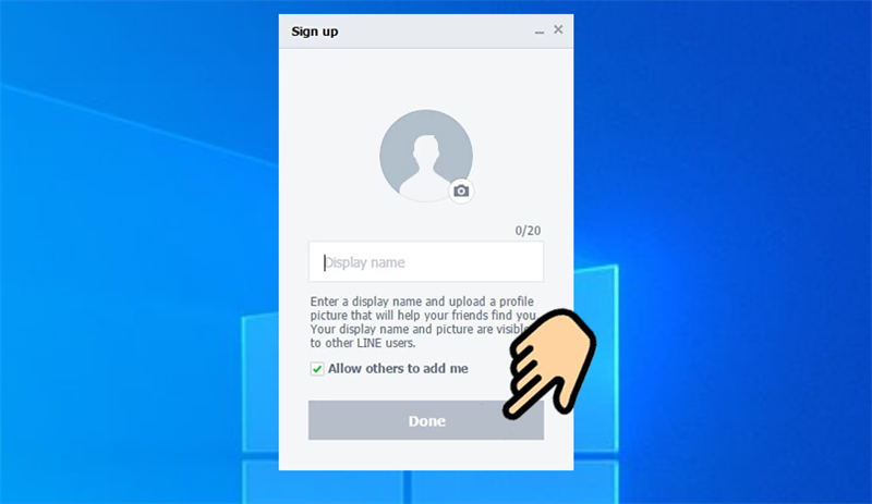Bước 6: Nhập tên người dùng. Chọn Allow others to add me và bấm Done.