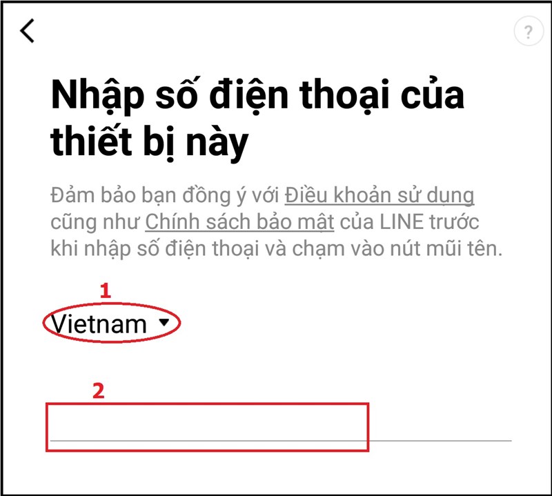 Bước 2: Chọn mã vùng rồi nhập số điện thoại.