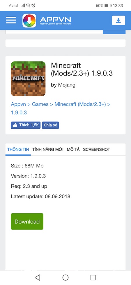 Cách tải minecraft miễn phí trên điện thoại