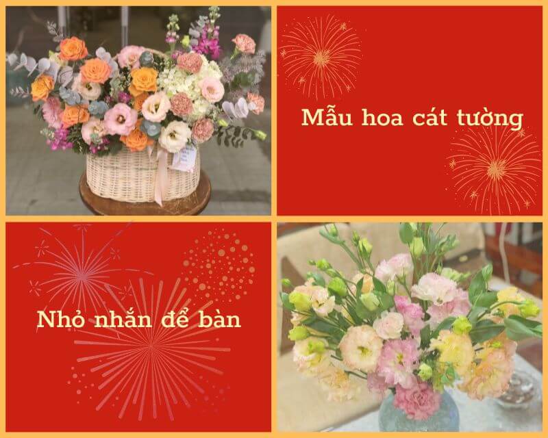 Mẫu cắm hoa cát tường ngày Tết để bàn nhỏ xinh