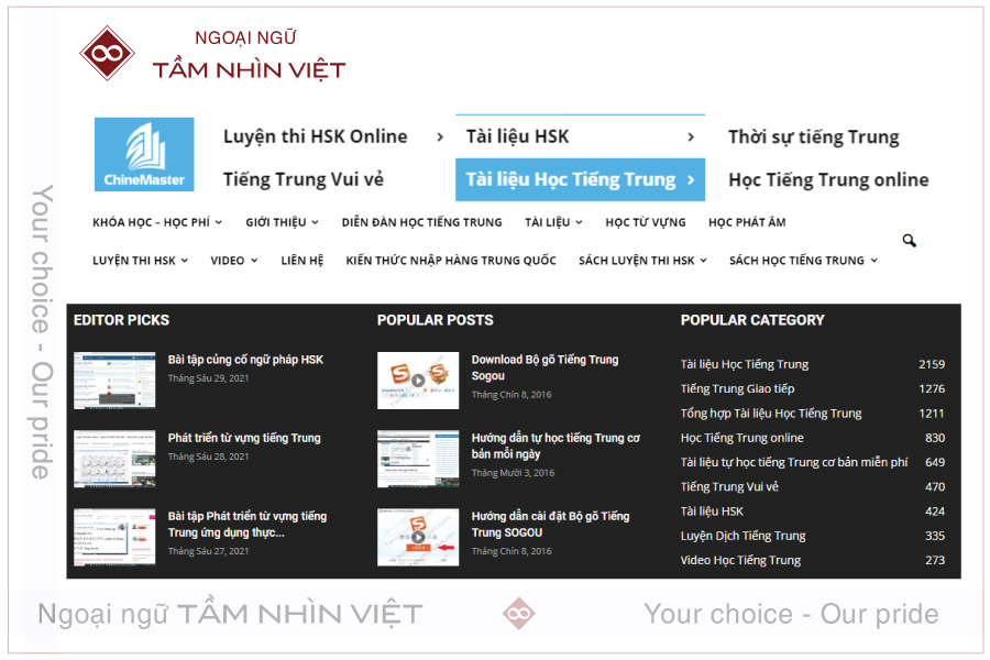 Học tiếng Trung giao tiếp và luyện thi từ website Chinemaster