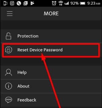 chọn reset devive password