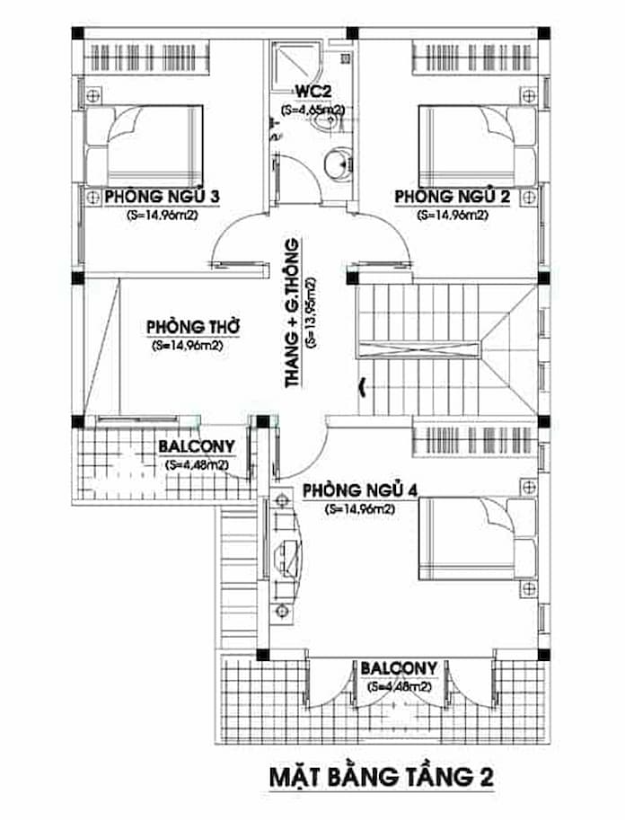 mẫu nhà 2 tầng 7x12m