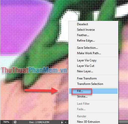 Click chuột phải, chọn Fill...
