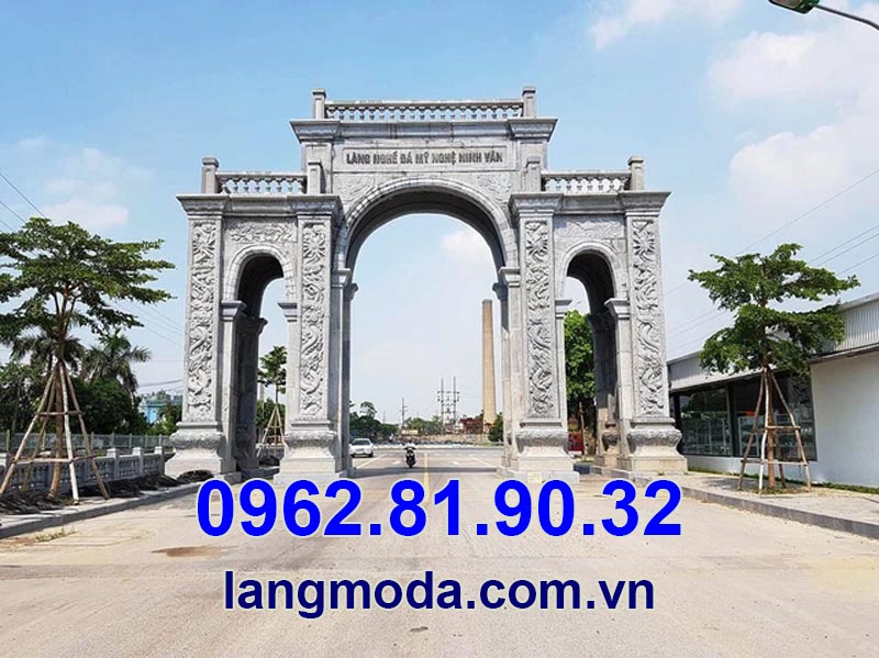 Cổng làng Đá mỹ nghệ truyền thống tại xã Ninh Vân