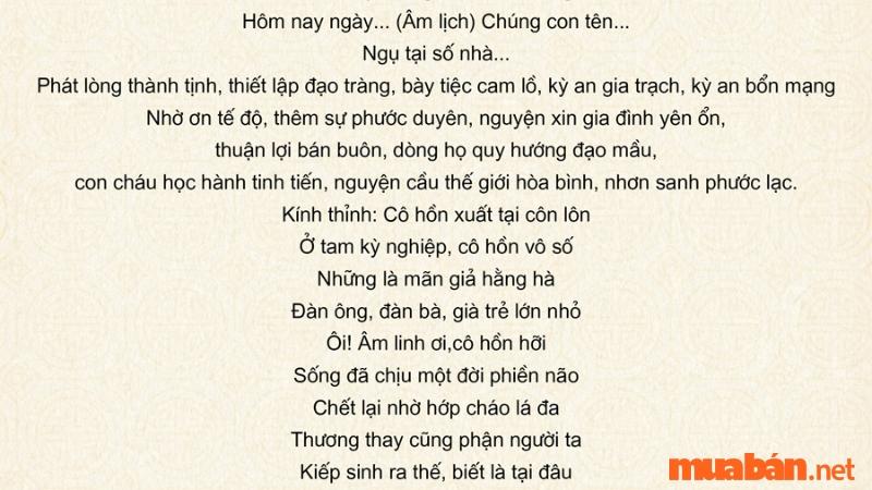 Bài cúng chúng sinh chuẩn tâm linh