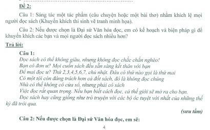 Bài dự thi đại sứ văn hóa đọc thủ đô đề 2