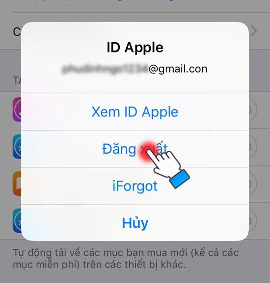 Đăng xuất Apple ID
