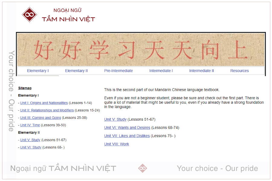 Website tăng khả năng nghe và trình độ ngữ pháp tiếng Trung
