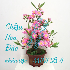 HOA TRANG TRÍ NGÀY TẾT - CHẬU HOA ĐÀO NHÂN TẠO ĐỂ BÀN MINI SỐ 4