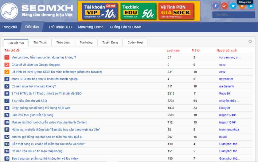 Diễn đàn SEO Mxh