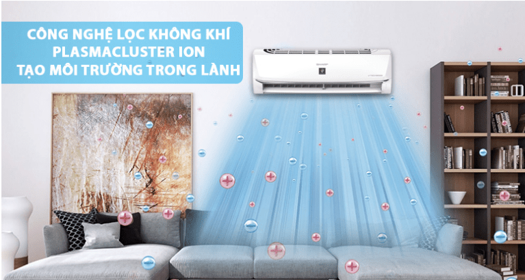 7. AHXP10WHW | Điều hòa inverter Sharp sở hữu công nghệ diệt khuẩn, lọc không khí cao cấp Plasmacluster ion