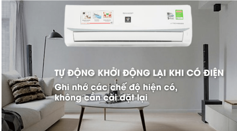 8. AH XP10WHW | Điều hòa 1 chiều 9000BTU Sharp có tính năng tự khởi động lại khi có điện