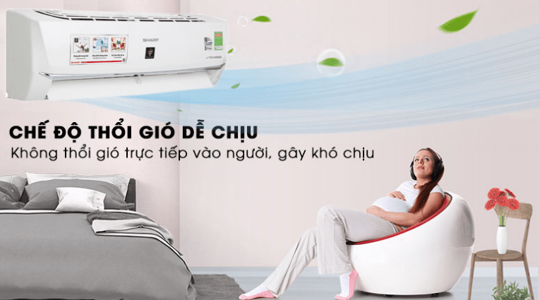 3. Máy lạnh inverter Sharp AH-XP10WHW có chế độ thổi gió dễ chịu