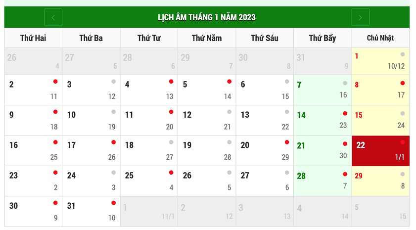 phương án nghỉ Tết Nguyên đán 2023