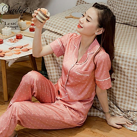 Pijama Lụa Cao Cấp, Đồ Bộ Họa Tiết Trang Nhã, Đồ Ngủ Đẹp, Bộ Mặc Nhà Vadesi - Thời Trang Nữ